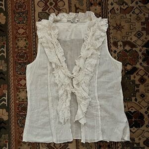 Kimchi Blue Ruffle Lace Tie Front Tank Top